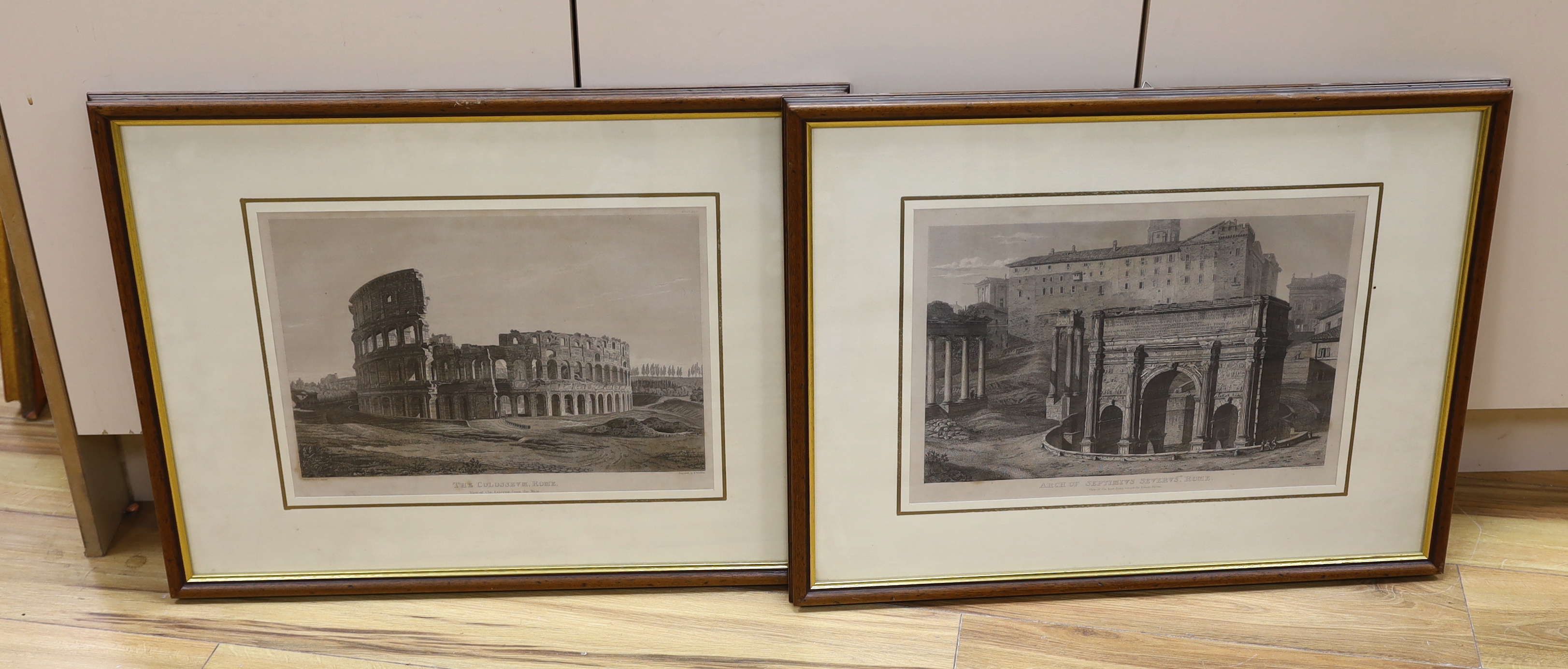 After G.L. Taylor (1788-1873), pair of engravings, 'The Colosseum, Rome' and 'Arch of Septimus Severus', Rome', 29 x 42cm